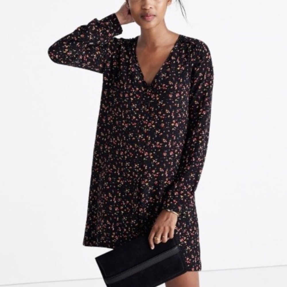 Madewell et Sézane Floral Silk Elly Shirtdress XS